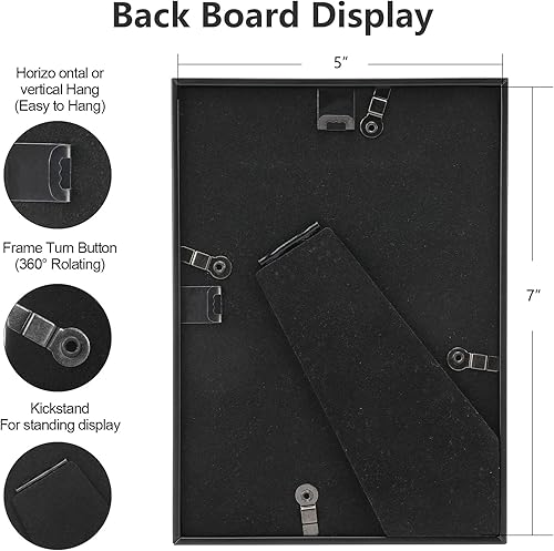 Miniatura 4 de Autjvy Juego de 2 portarretratos de 5 x 7 pulgadas, marco de fotos de aluminio fino moderno y simple de aluminio con vidrio real HD, pantalla para