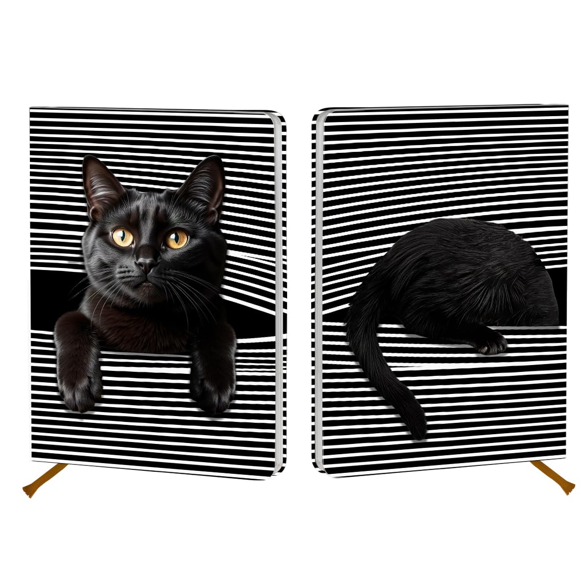 Carnet de notes chat A5 en cuir rigide avec papier épais ligné - 7