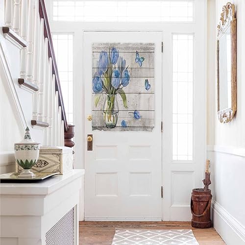 Blue Tulip Door Curtains for Door Window, French Sidelight Front