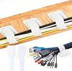50-Pack Câblodistribution autocollante, fixation et organisation réutilisables des câbles de données, câblos de gestion des câbles, adaptés aux écouteurs, téléphones portables et appareils électroniques sous la table (blanc)