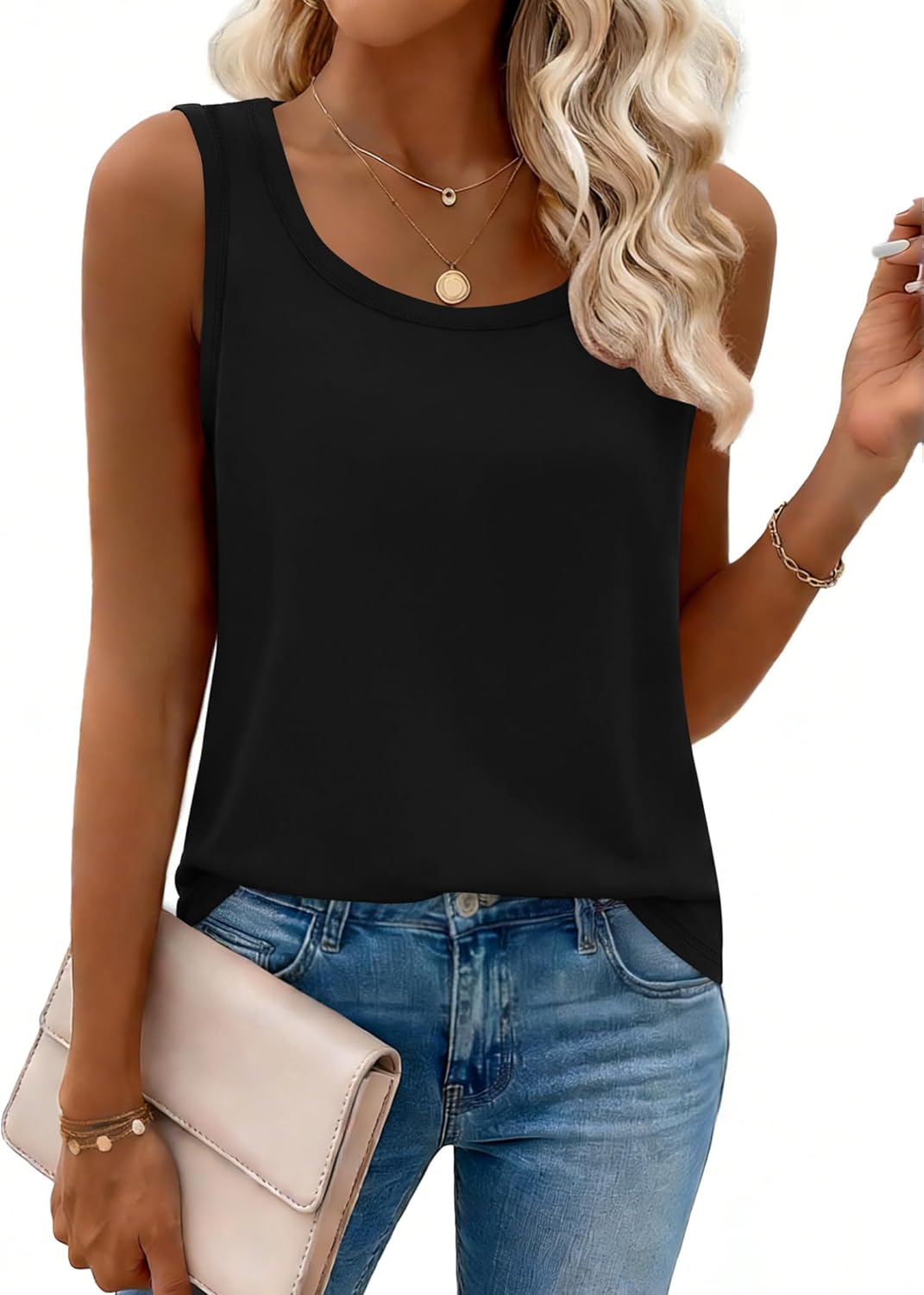 Zeagoo Tank Top for Women Summer Loose Fit Casual Flowy Sleeveless Tops Trendy Scoop Neck Basic Shirts Tee 2026