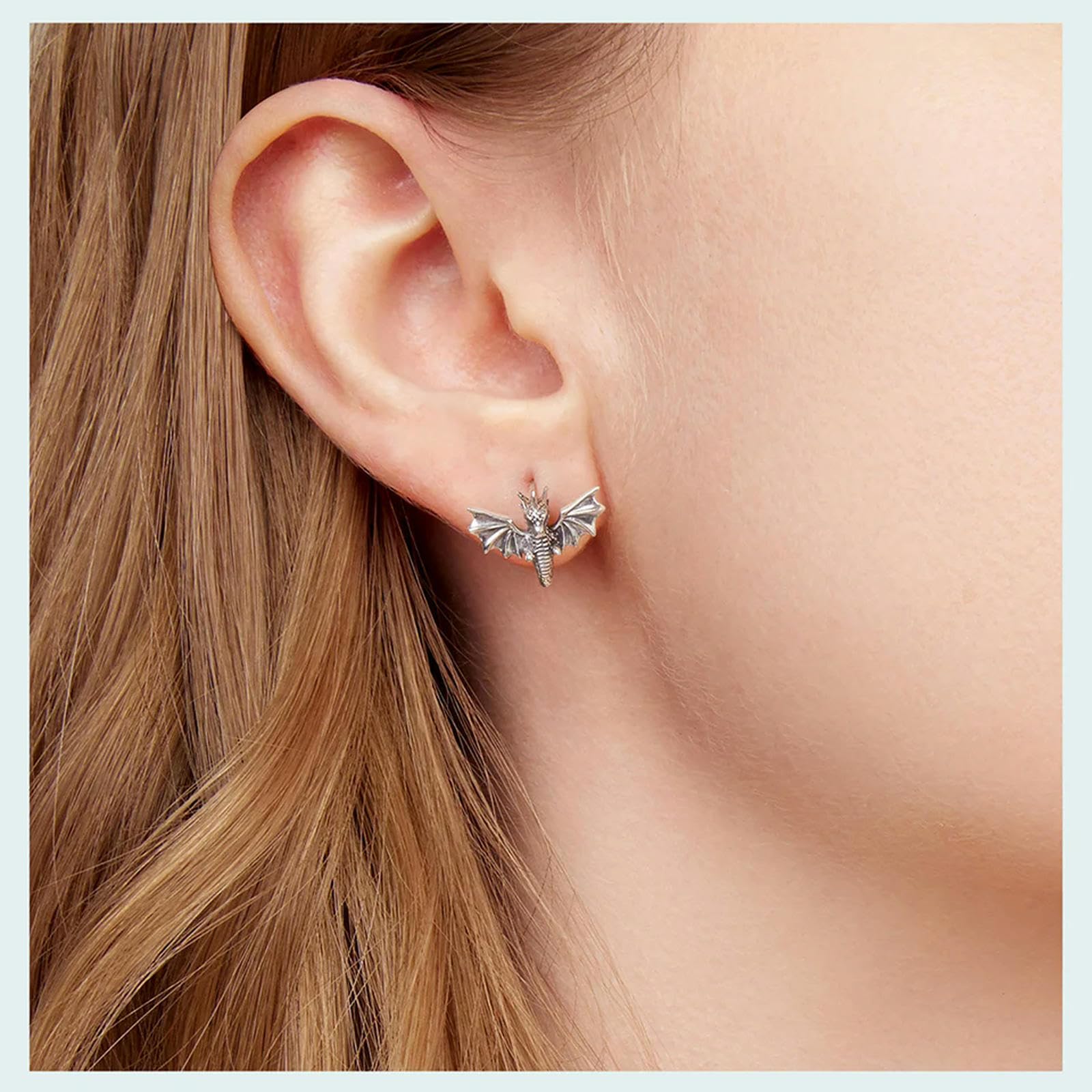 Pendientes De Aro Con Diseño De Dragón Volador De Plata De Ley 925 Para Mujeres Y Adolescentes.