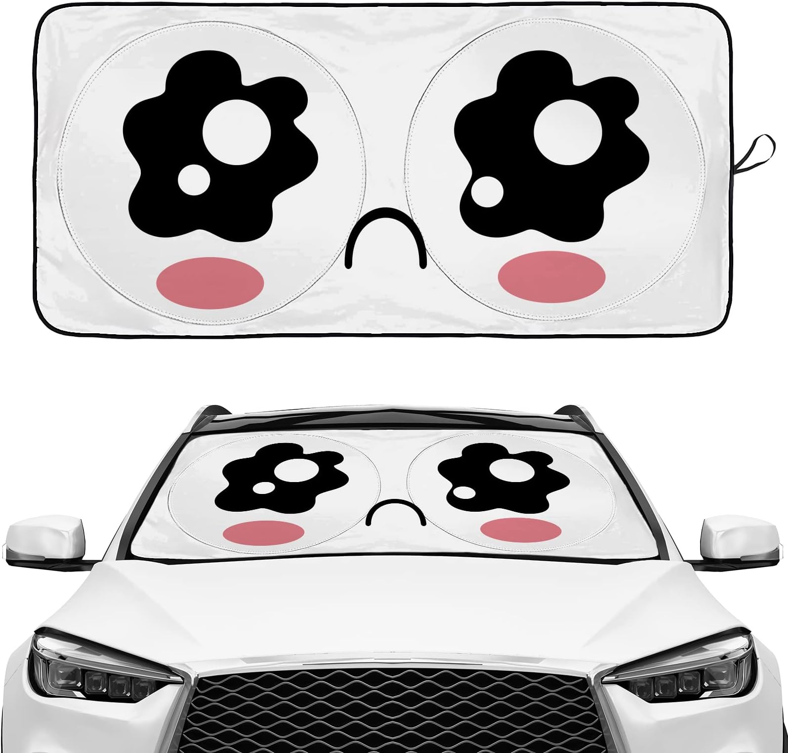 Cute Anime Kawaii Eyes Cry Windshield Sunshade for Car SUV Truck Foldable Uv Ray Reflector Front Window Sun Shade Visor Shield Cover
