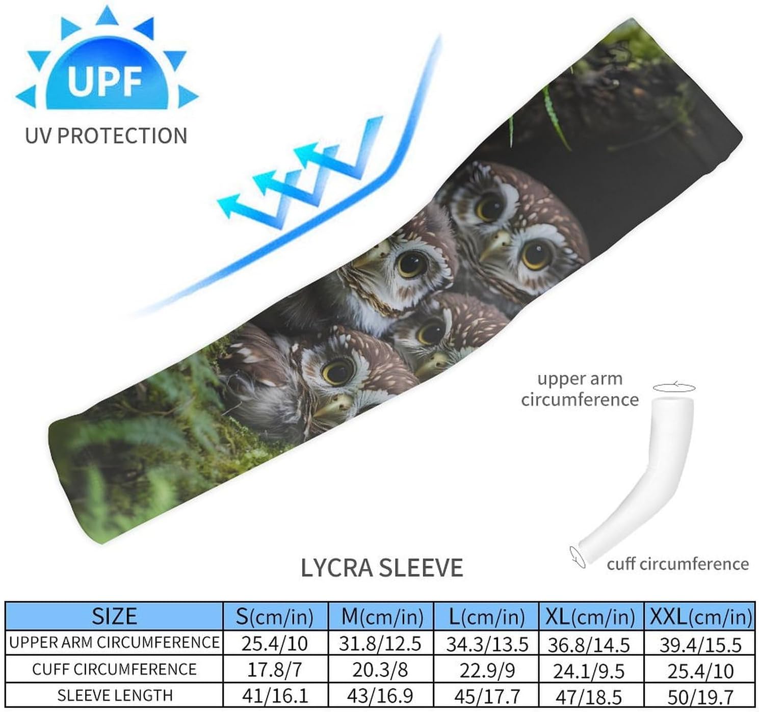 Northern Saw-Whet Owls Arm Sleeves Cooling Sun Protection Sports Compression for Golf Basketball