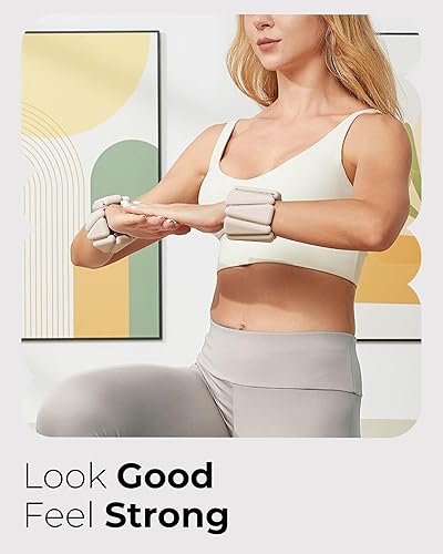 Miniatura 4 de Peso para Pilates Pesas ajustables para muñeca y tobillo para mujeres Brazaletes con peso 1 libra/ 2 libras cada una (Juego de 2)