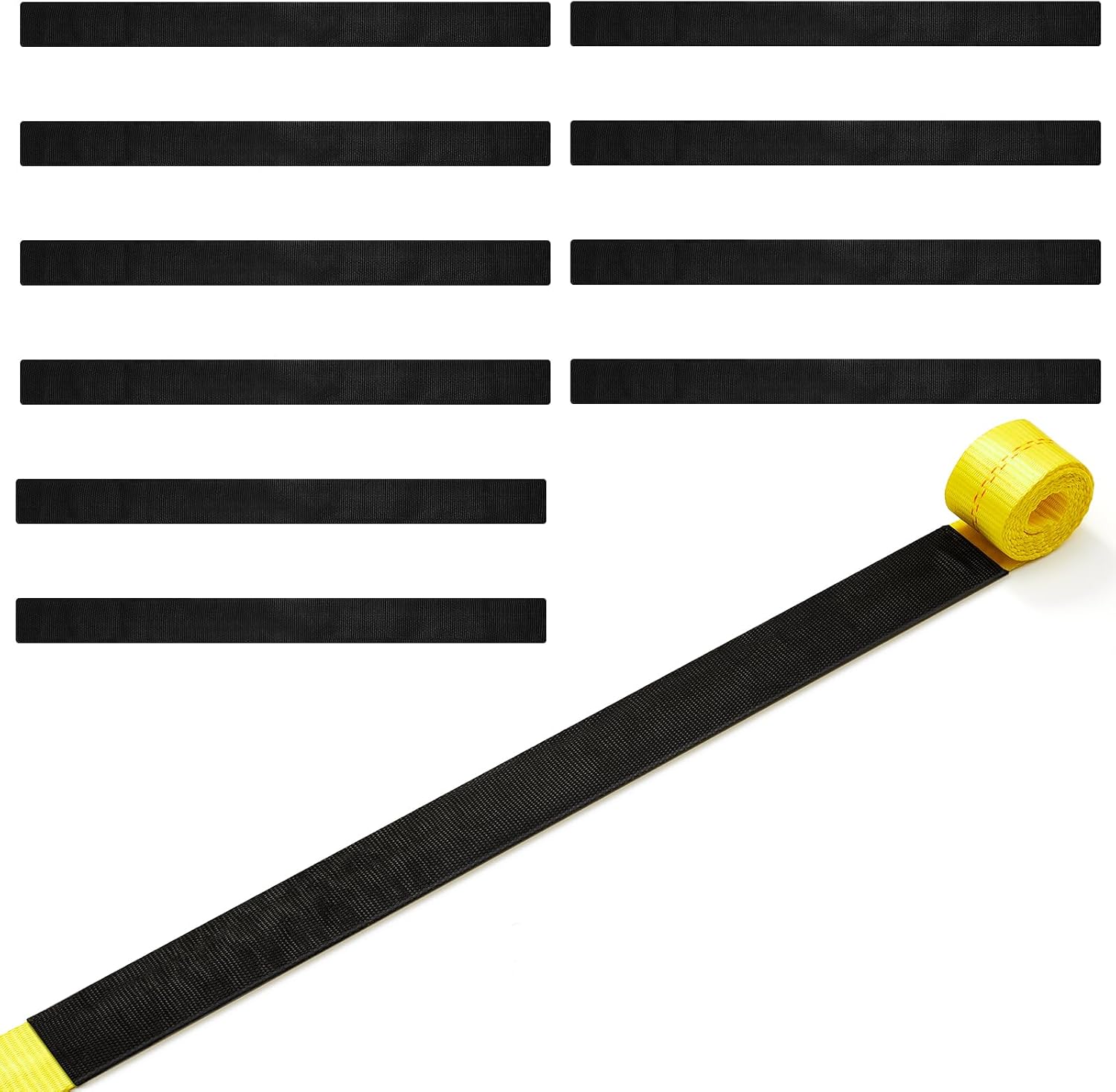 10 Pack 2" x 12" Webbing Protectors, Black Ratchet Strap Sleeves