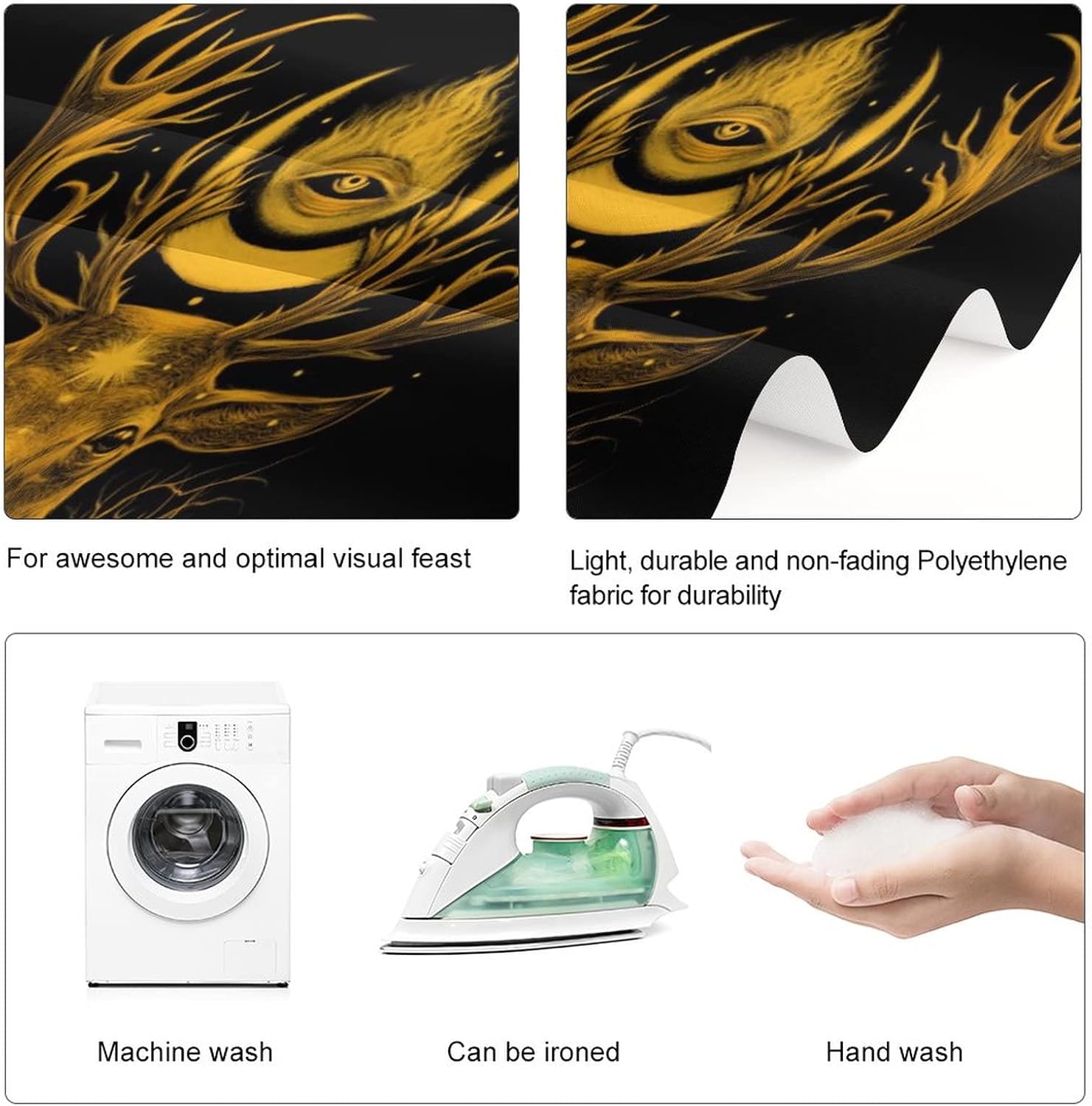 オジロ鹿シカの頭と神秘的なシンボル 写真撮影用背景布 写真撮影小道具 壁の背景 スタジオパーティーの装飾用