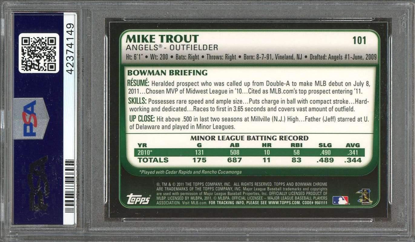 Amazon.com: 2011 bowman chrome draft #101 MIKE TROUT los angeles 