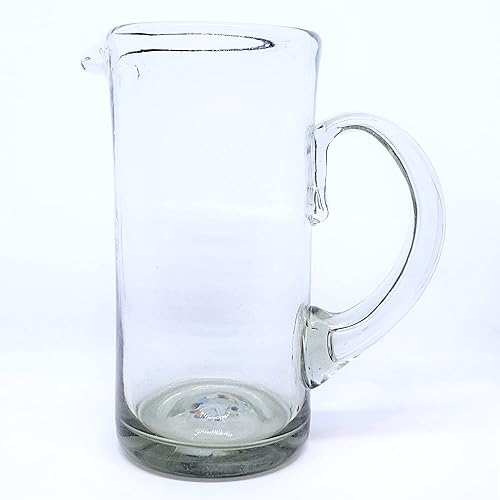 MexHandcraft Clear Blown - Jarra alta de 48 onzas, cristalería mexicana hecha a mano, vidrio reciclado, sin plomo ni toxinas (jarra alta)