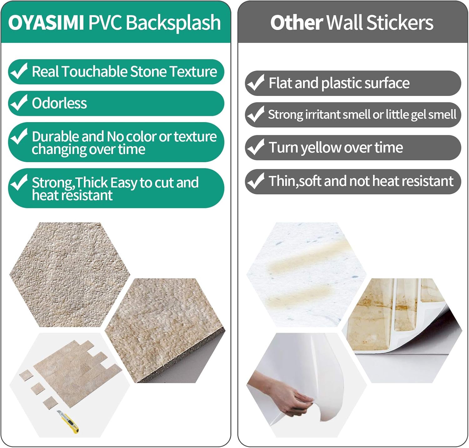 Peel and Stick Backsplash Wall Tile, PVC Stickon Tile for Kitchen Backsplash Peel and Stick in Marble Beige (11.85''x11.89'',10 Sheets): Home Improvement