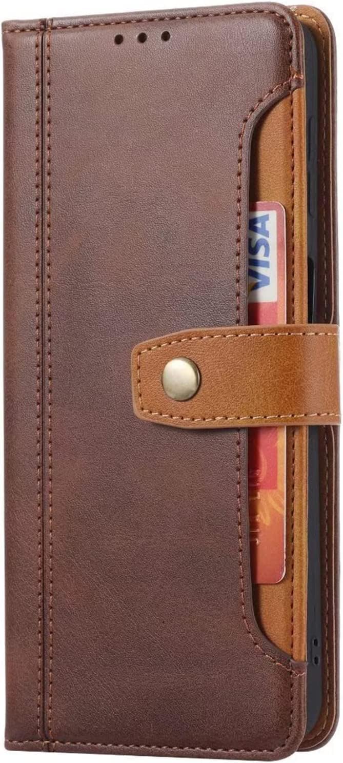 Flip Case for iPhone 14/14 Plus/14 Pro/14 Pro Max with Card Slots, Durable PU Leather Magnetic Closure Folio Wallet Case Shockproof Full Protection Phone Cover (Color : Brown, Size : 14Plus)