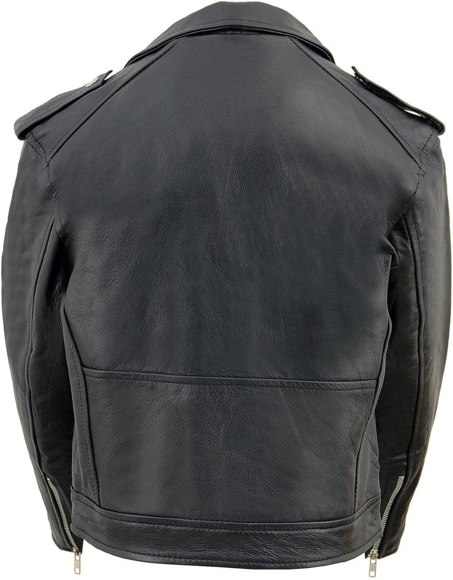 Milwaukee Leather LKK1920 Boy's Black Classic Leather Biker Jacket with Patch Pocket Style