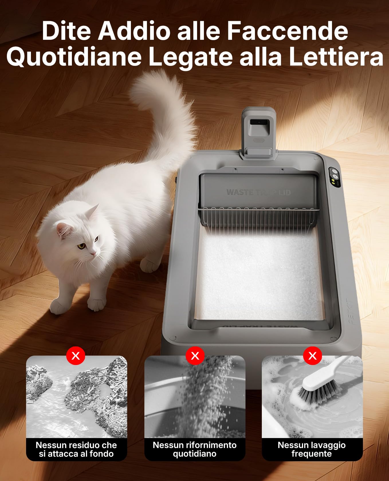 PETKIT Lettiera per Gatti Crystal, Lettiera per Gatti non Agglomerante, Compatibile con PUROBOT CRYSTAL DUO, Eliminazione Multi-odore, Antipolvere, Leggera e Pronta, Ricambio Diretto, 4 Sacchi
