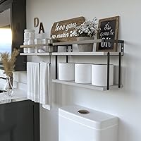 Vista 38 de Juego de 2 estantes flotantes montados en la pared de 3+1 niveles, estante de pared de madera rústica con marco de metal, estante de almacenamiento