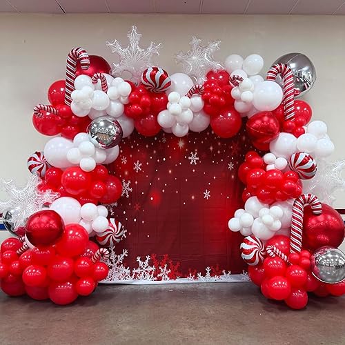 Miniatura 6 de YAOWKY Kit de arco de guirnalda de globos rojos y blancos, 124 globos de látex rojo mate blanco mate de 18, 12, 10, 5 pulgadas y globos de confeti