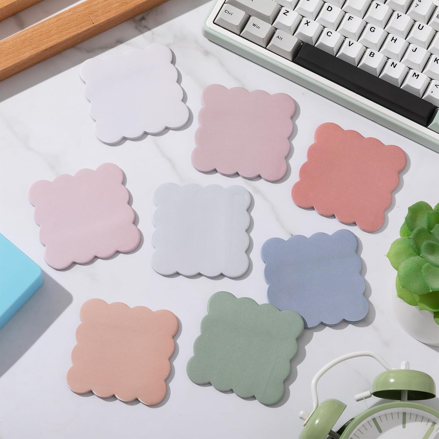 Eaasty 8 Pack Scalloped Sticky Notes 3" X 3" Vintage Memo Pads image 2
