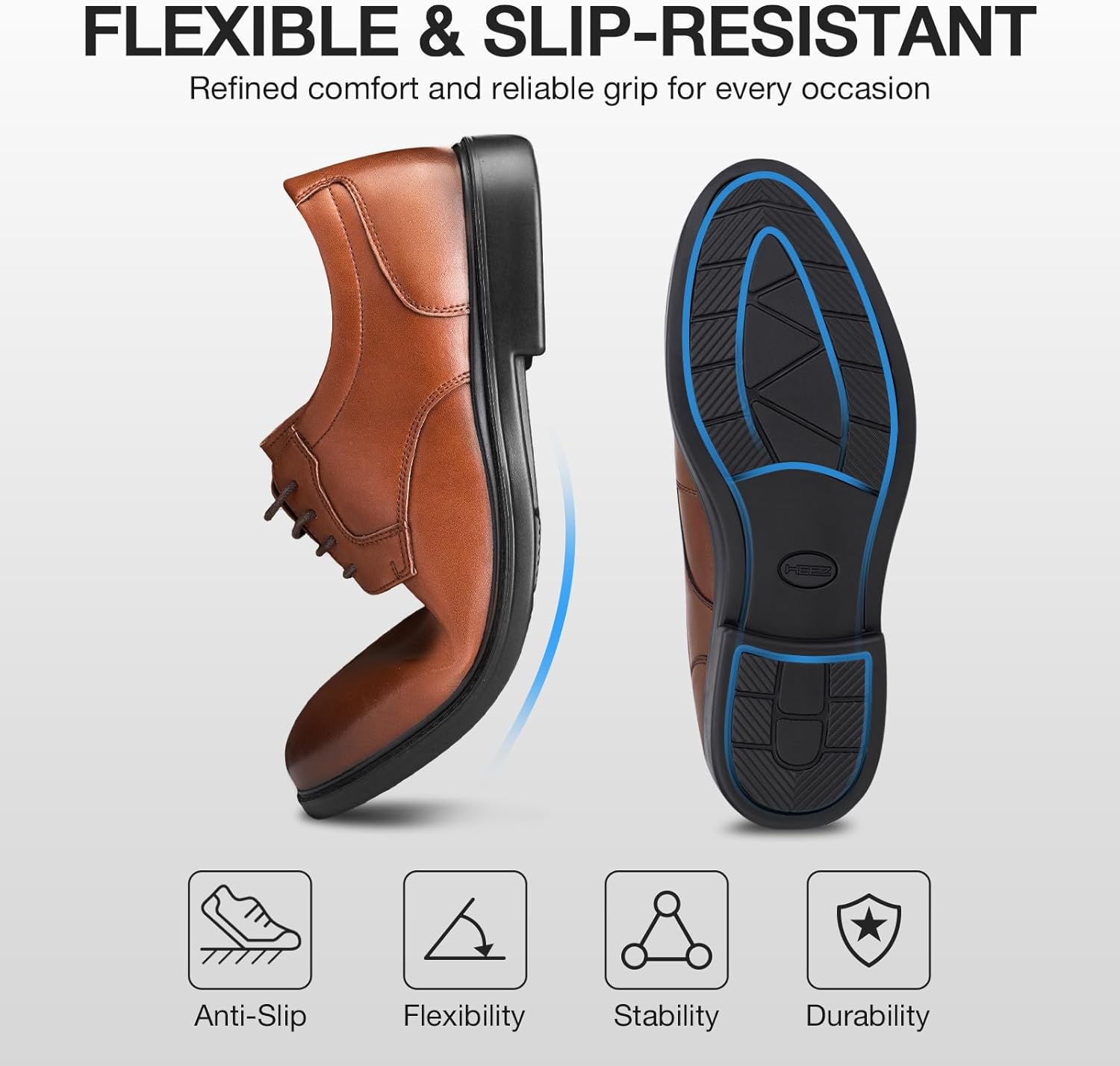 HEEZ Mens Oxford Shoes, Split Leather Dress Shoes for Men with Round Teo, Classic Lace Up Formal Shoes - Image 5