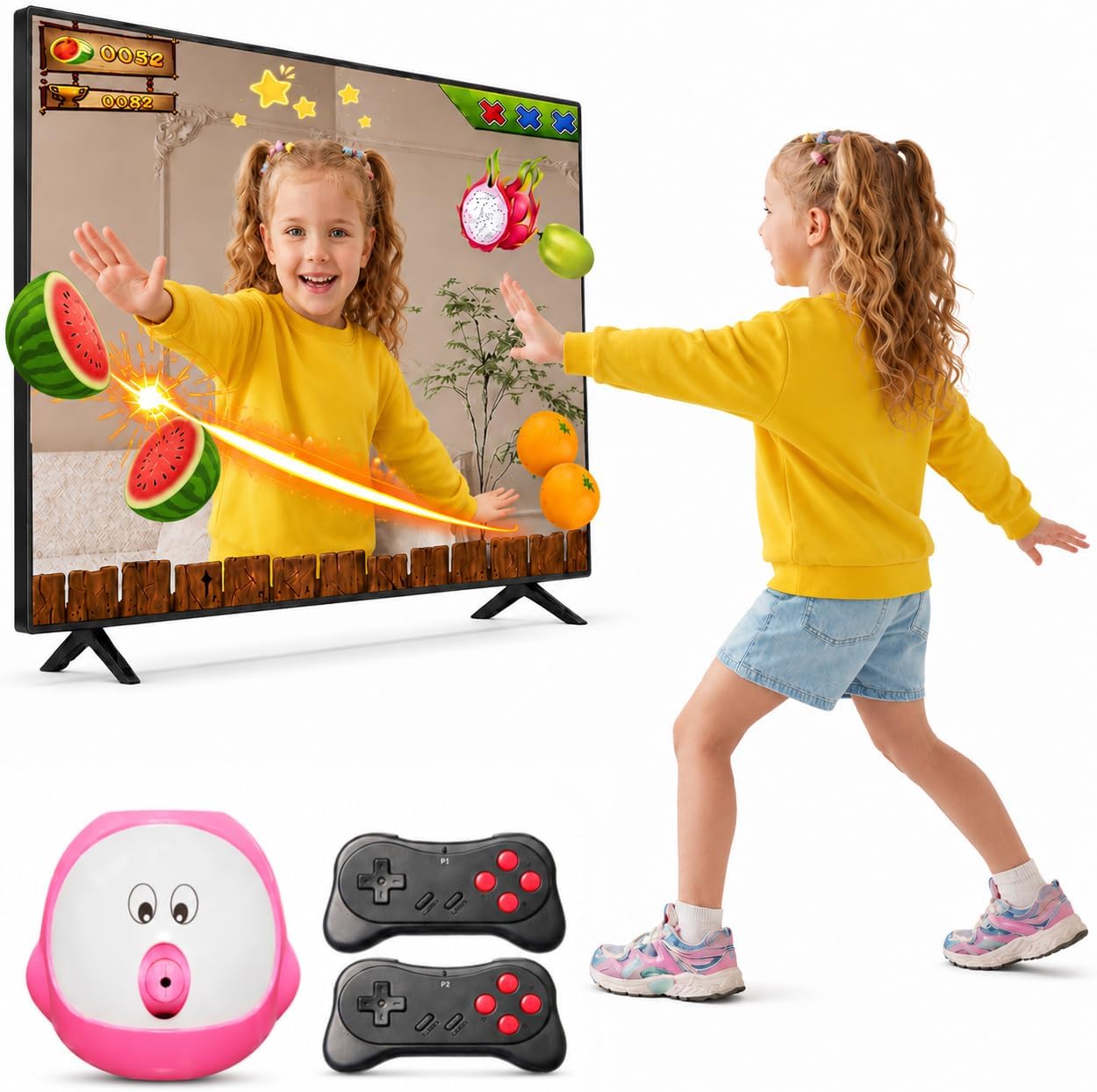 AR Motion Gaming Console for Kids, Built-in 100+ Plug & Play TV Video Games | Motion Sensing & Gamepad, Family Game System for Kids and Adults, Xmas Birthday Toy Gift for Boys Girls Age 3 +