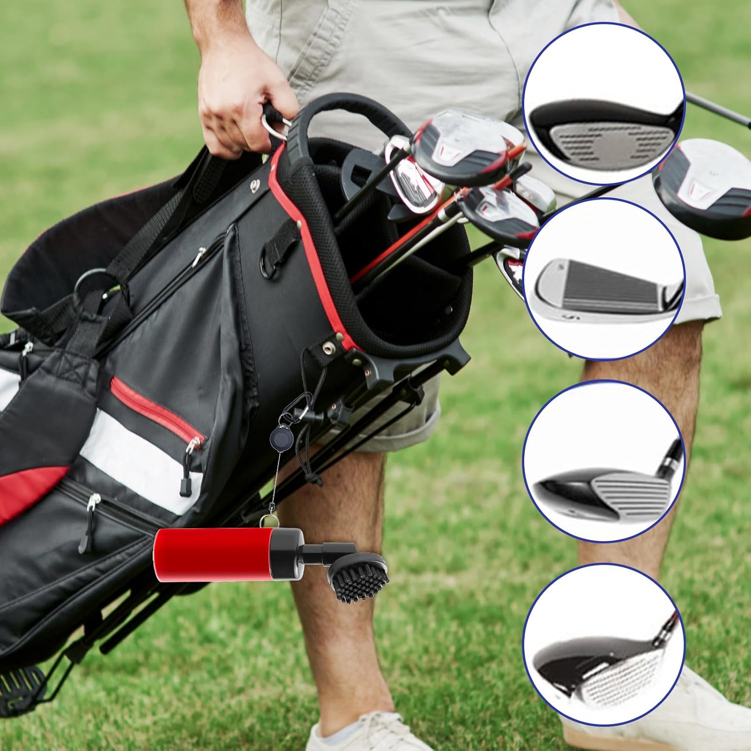 Golf Club Cleaner - Golf Club Cleaner Brush Combo with Squeeze Water Bottle - On-Course Maintenance Accessories for Men Women Golfer Dad Husband Father Boyfriend