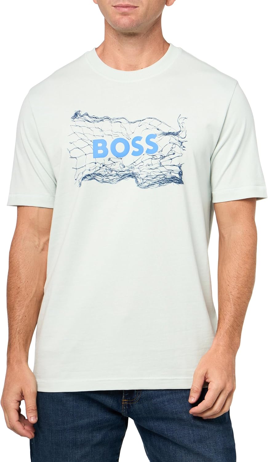 BOSS Mens Big Logo Chain Cotton T-Shirt