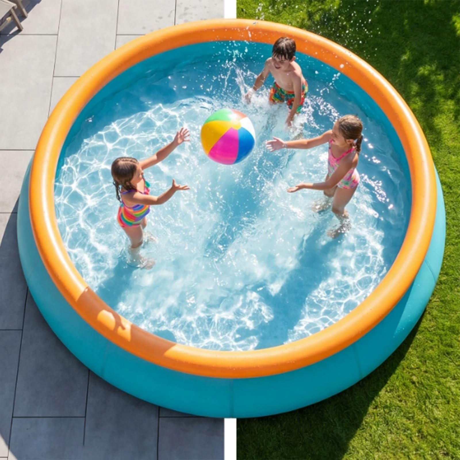 Piscina Gonfiabile Per L'estate, Piscina Per Famiglie Addensata, Grande Piscina Da Gioco Pieghevole Per Patio All'aperto, Serbatoio Dell'acqua Per Il Giardino