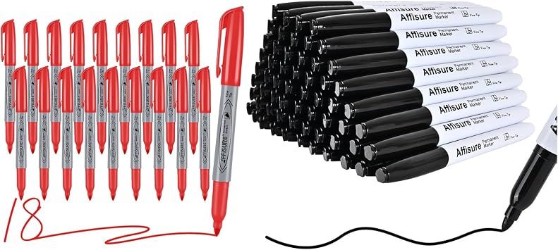 Red and Black Permanent markers, 60 packs permanent markers bulk