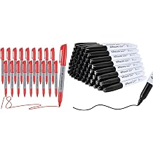 Red and Black Permanent markers, 60 packs permanent markers bulk