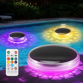 Joycabin Underwater Solar Pool Lighting Floating Pool Lighting with Remote Control Timer Waterproof Pond Lighting Solar Pool Light for Whirlpool Swimming Pool [Energy Class G]
