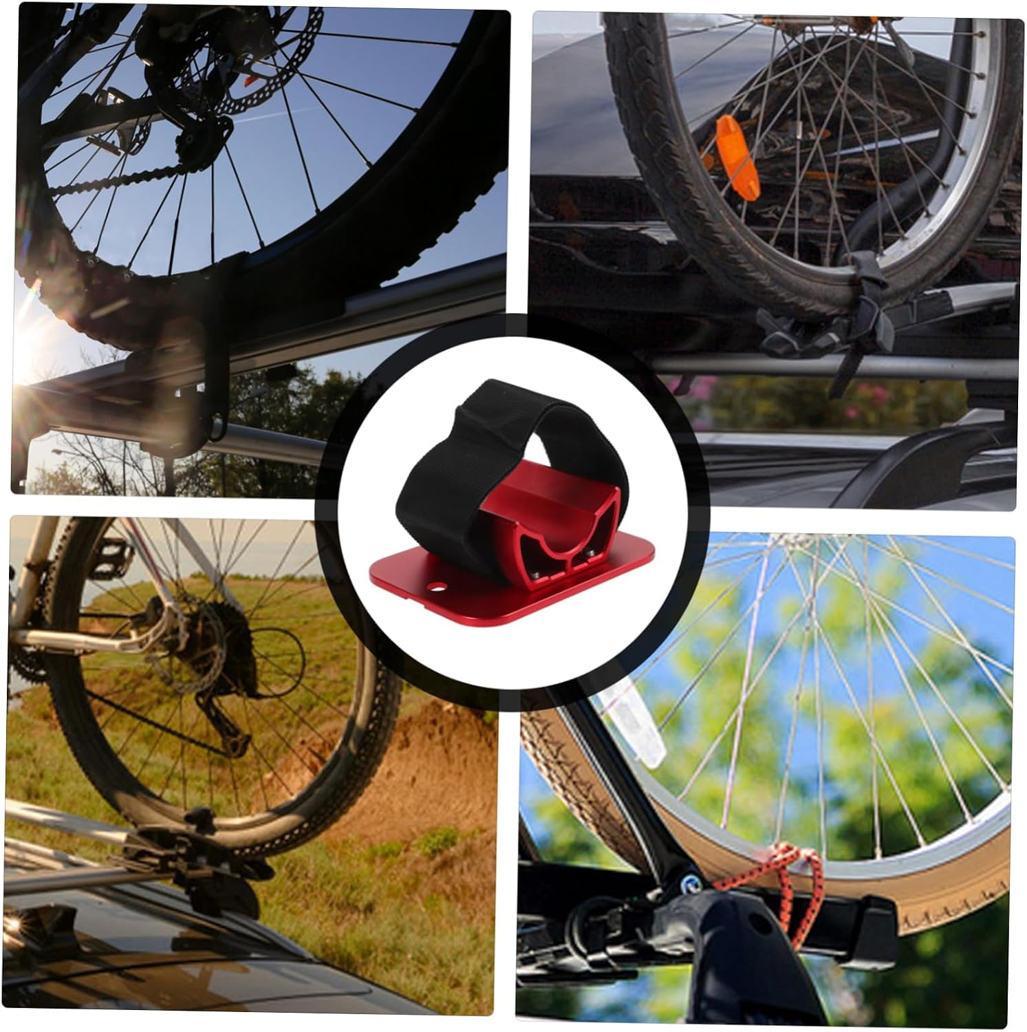 Kisangel Bike Rack Mounting Bracket for Secure Rear Wheel Stabilization Construction Easy Installation Compact Design for Car Luggage Racks Red
