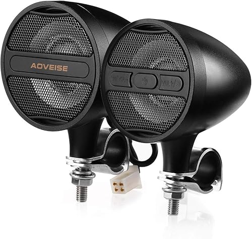 Vista 2 de Sistema de altavoces estéreo de audio para motocicleta compatible con Bluetooth, MP3, radio FM USB, 12V, 2X, rojo, 12V, radio de audio