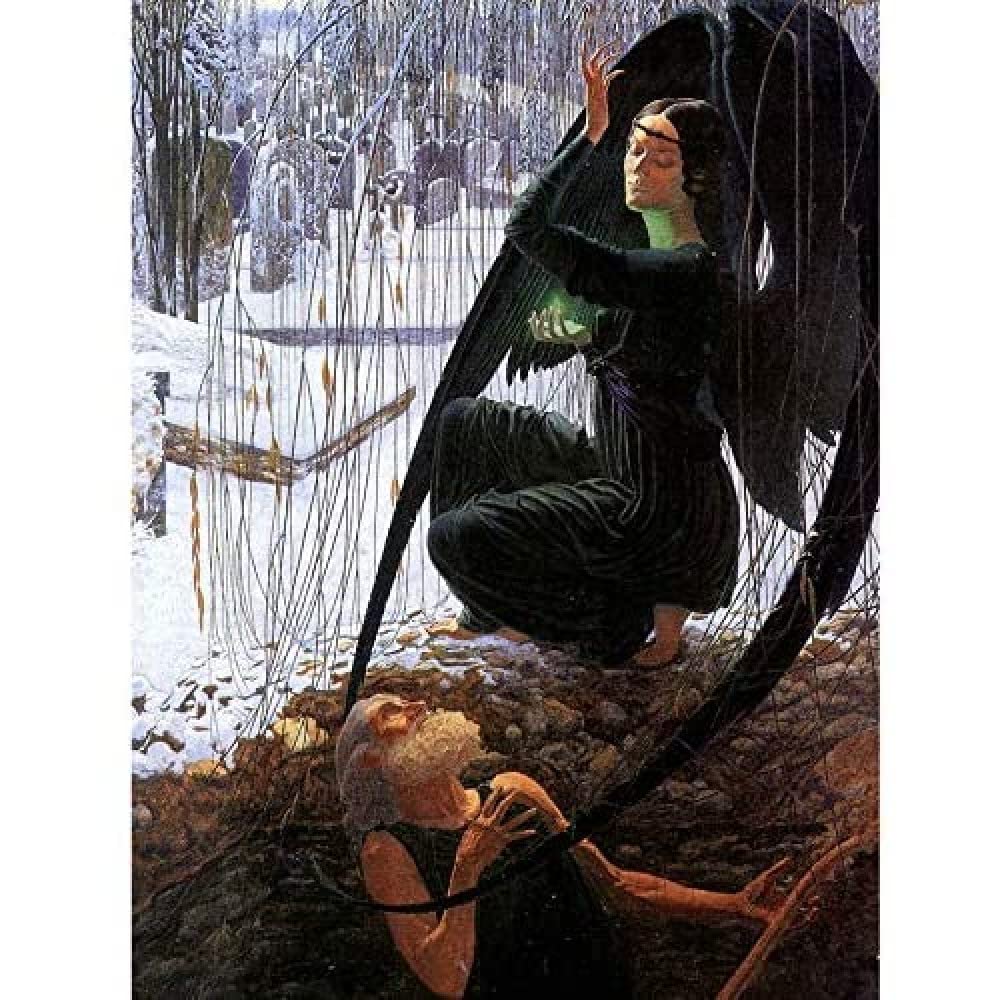 Artery8 Schwabe Death And Gravedigger Painting Art Print Canvas Premium Wall Decor Poster Mural
