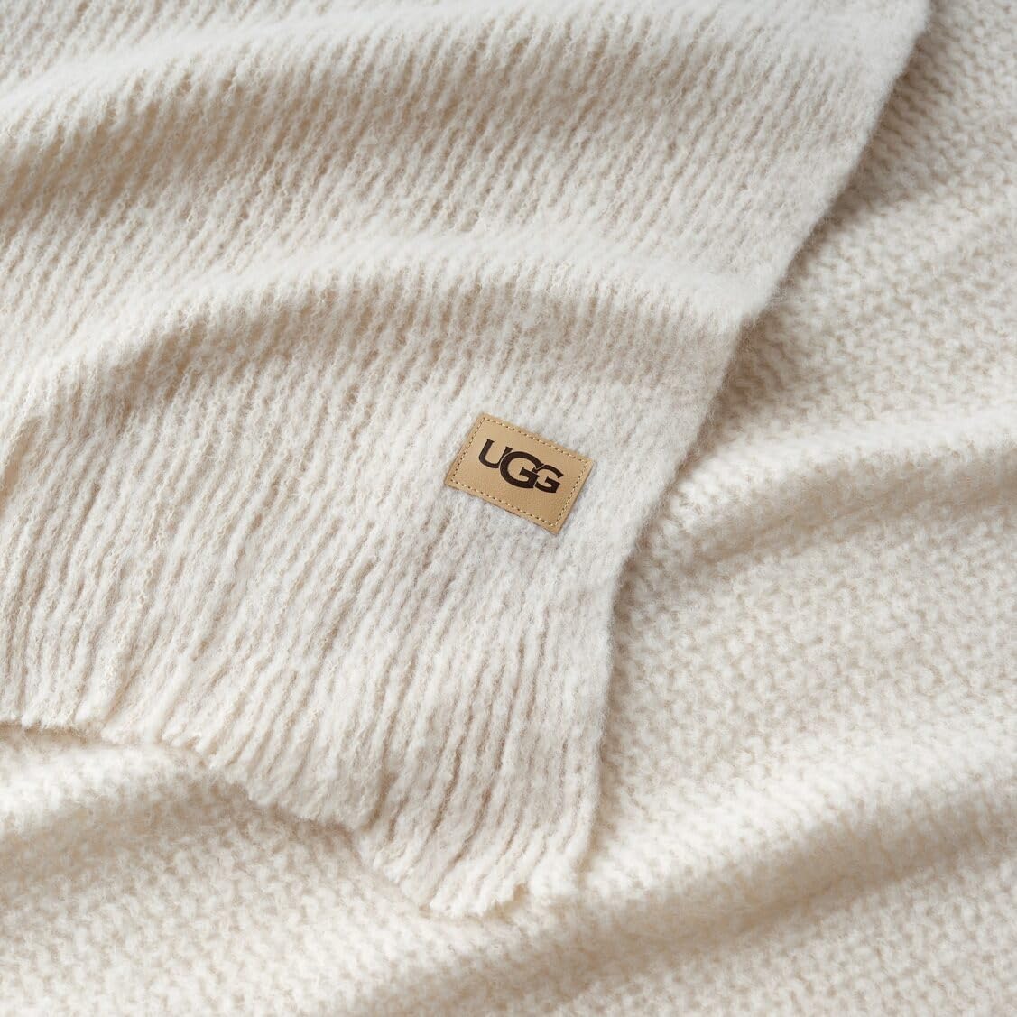 UGG Knit Throw Blanket – Soft Lightweight Throw Blanket for Couch, Bed Throws or Luxury Home Decor, Blankets & Throws for Home, Living Room and Bedroom, 50" x 70" (Margot) (Cream)