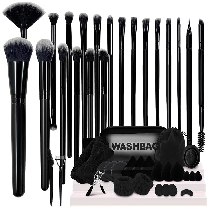 Kit de Pincéis de Maquiagem GZIXBDA com 48 Peças, Preto
