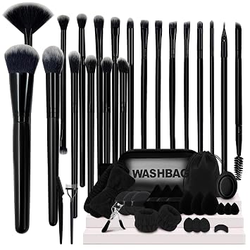 Makeup Brush Set, 48Pcs Makeup Tool Set Premium Synthetic Foundation Concealers Powder Eye Shadows Makeup Brushes Kit for for Beginner Professional, Black