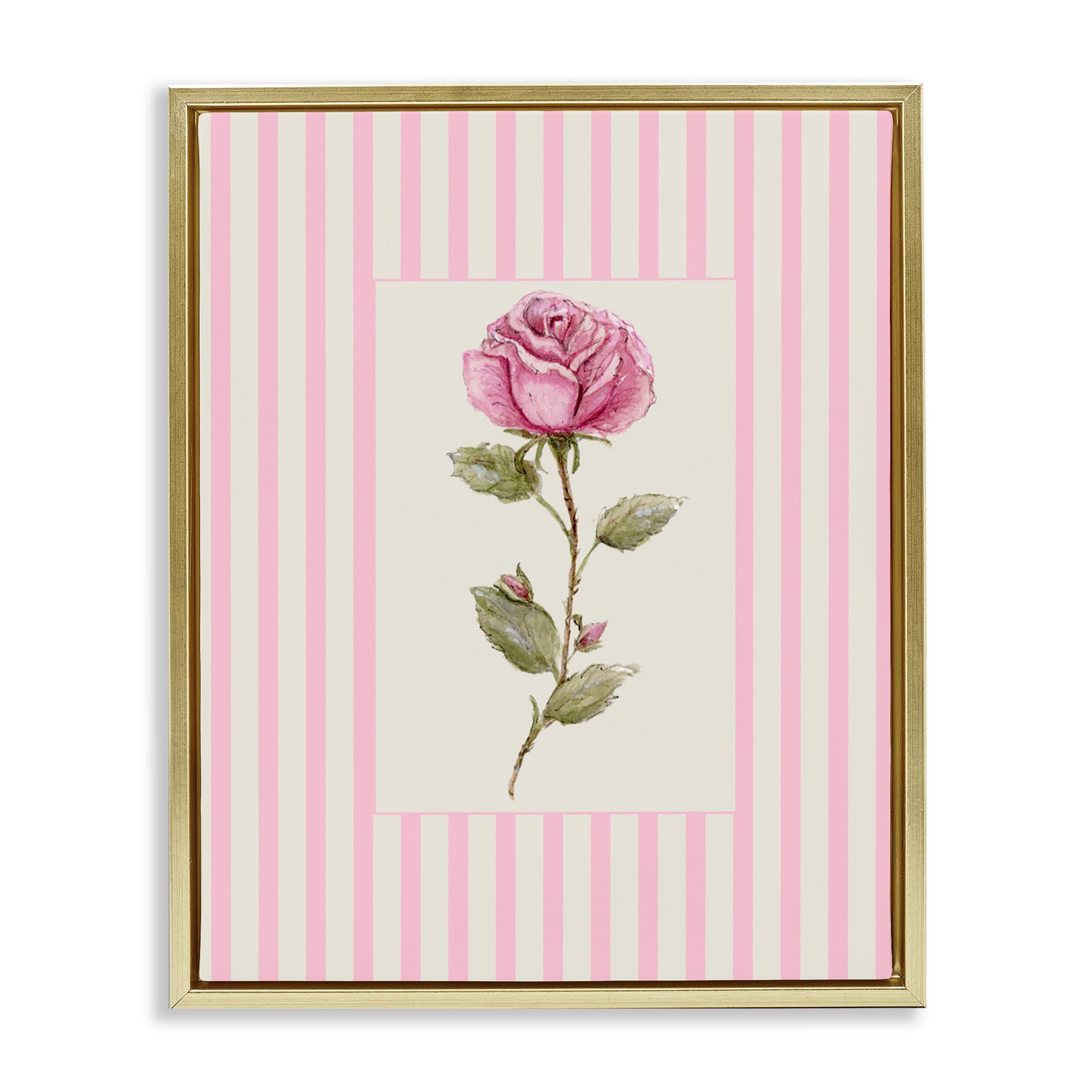 'Pink Stripe Rose'| Floating Frame Canvas Art