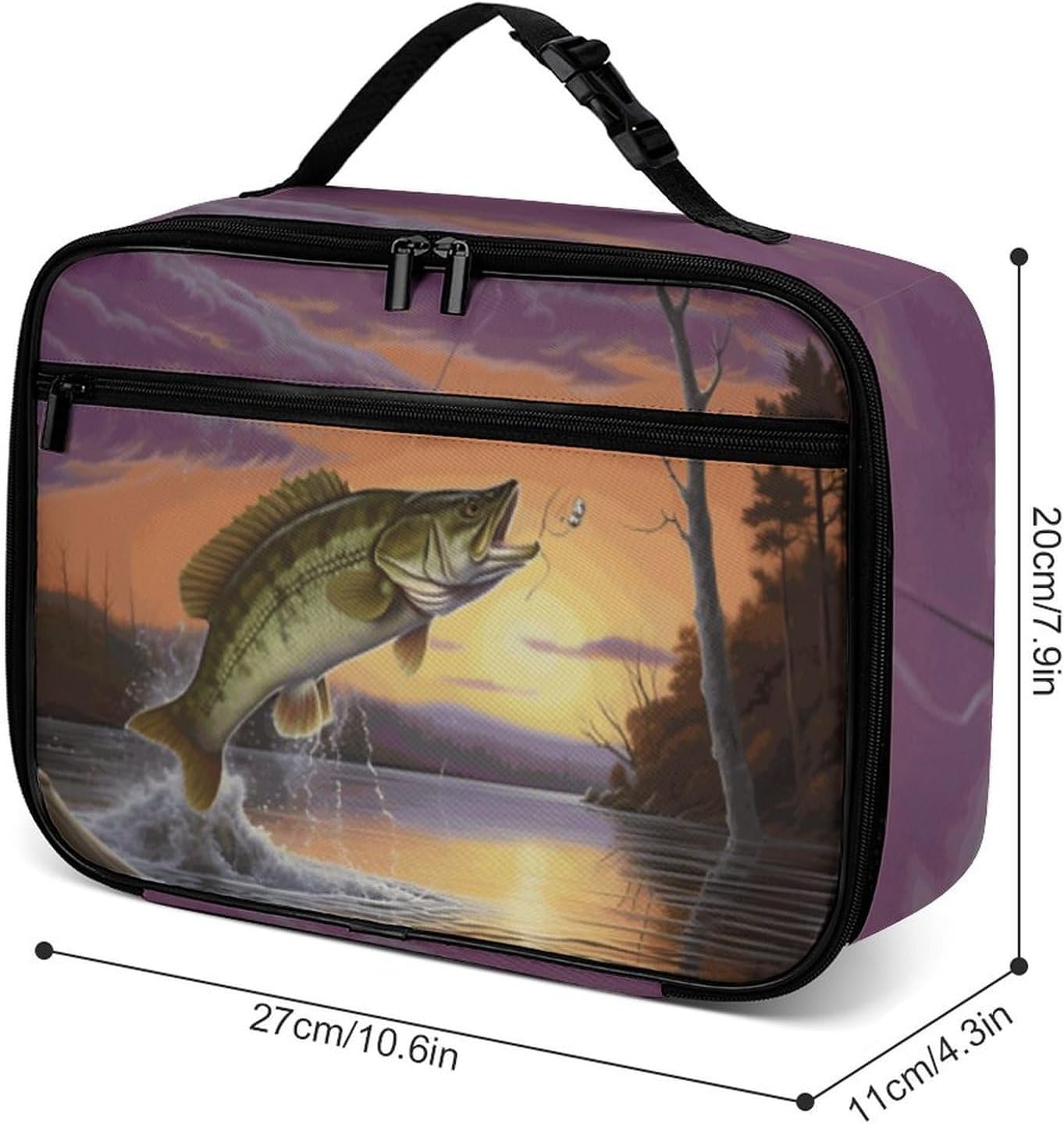 Fish Reusable Lunch Box Insulated Lunch Bag Cooler Bag Lunchbox Meal Food Container Tote Bag for Women Kids Girls Boy School Camping Hiking Picnic Beach Travel image 3
