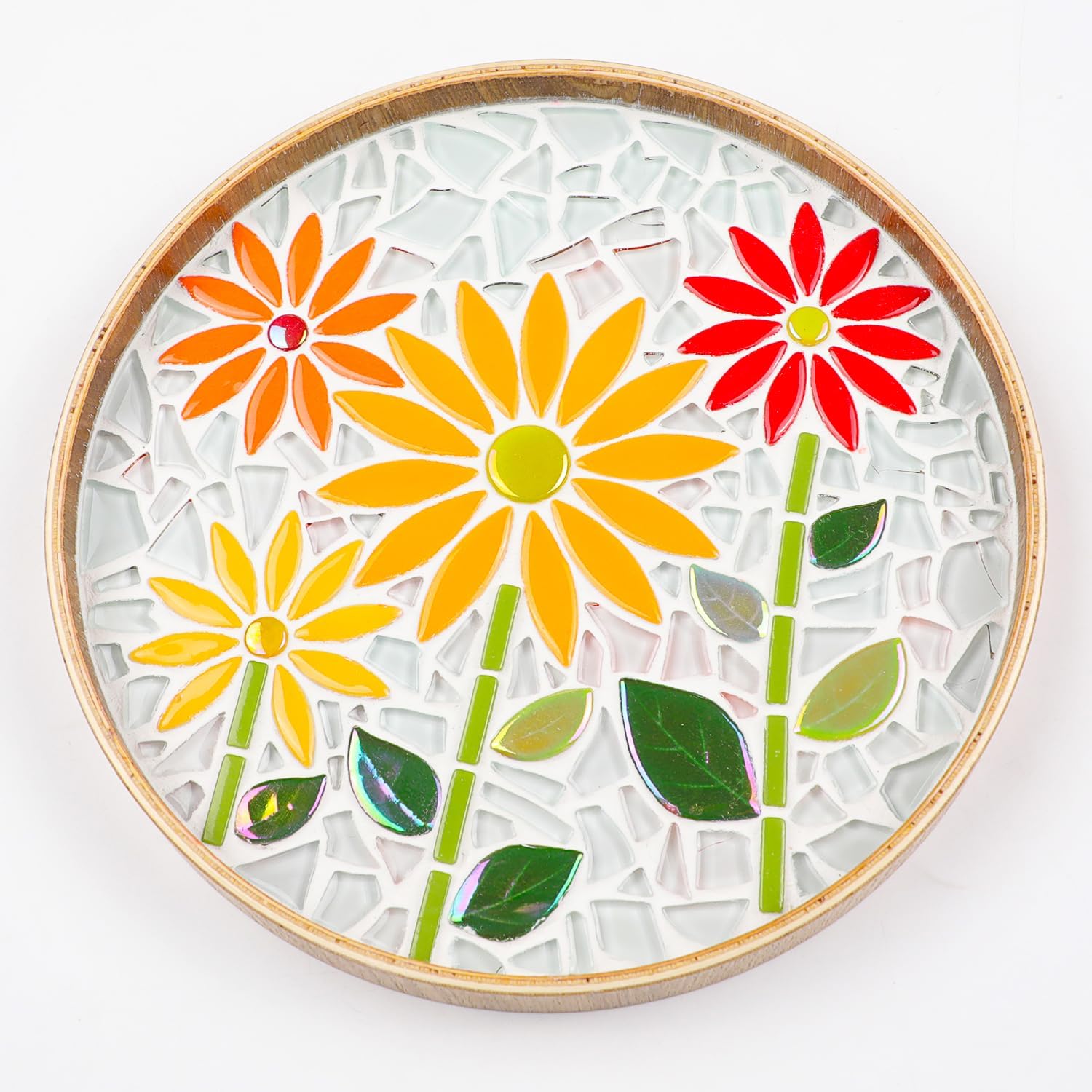 Mosaic Tiles for Crafts Bulk - Mini Ceramic Leaves Pieces for DIY Kits & Adults DIY Mosaic Making Hobbies Decoration Stepping Stone and etc. (Iridescent Ceramic Rhomboid Leaf Mix)