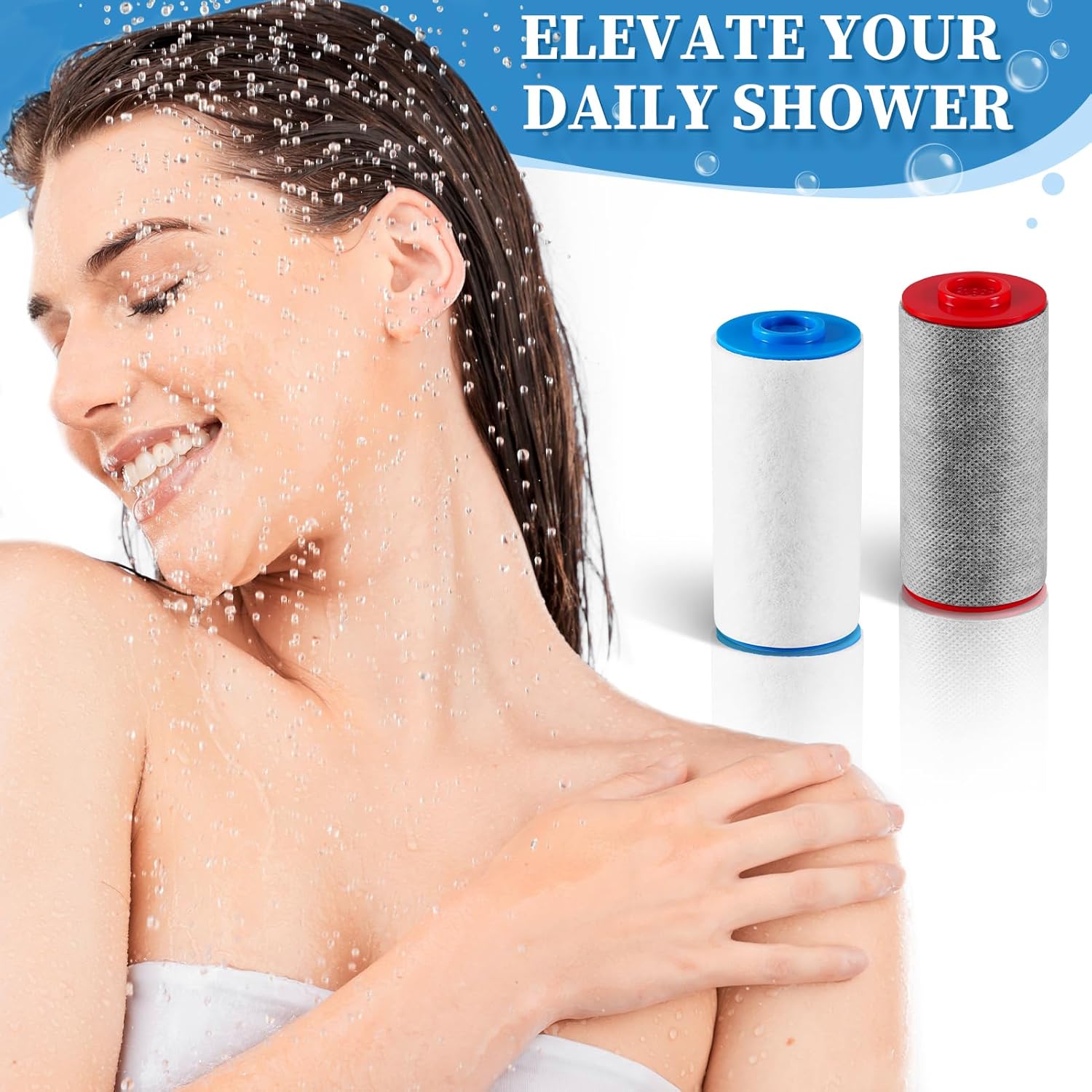 Replacement Cartridges Set Compatible with Weddell Duo Shower Filter,Shower Filter Cartridges to Reduces Impurities,Keep Healthy Shower Water for Skin & Hair(2R+2B)