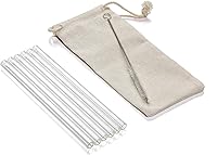 Vista 1 de Juego de pajitas de cóctel de vidrio transparente con cepillos de limpieza de nylon (8 piezas) - SI-SGL6-8C