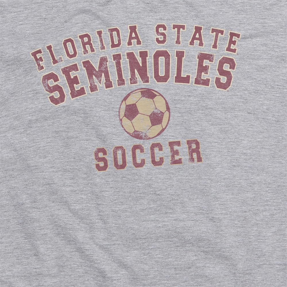 Florida State University Distressed Soccer Official NCAA Classic Ring-Spun T-Shirt Unisex for Men & Women