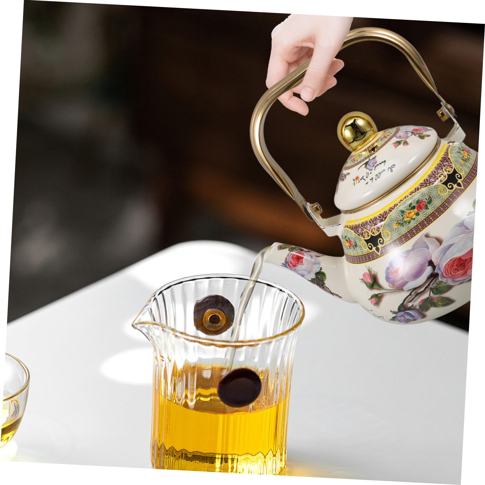 Cabilock 2 Piezas tetera hervidor de infusión de té taza de camping té de hojas sueltas más empinado difusor de té verde colador cafeteras olla de agua hervidor de agua para estufa esmalte