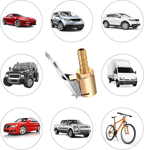 Miniatura 5 de Inflador de neumáticos, portabrocas de aire con bloqueo de latón con adaptador de clip, portabrocas de aire de alta resistencia, compresor de
