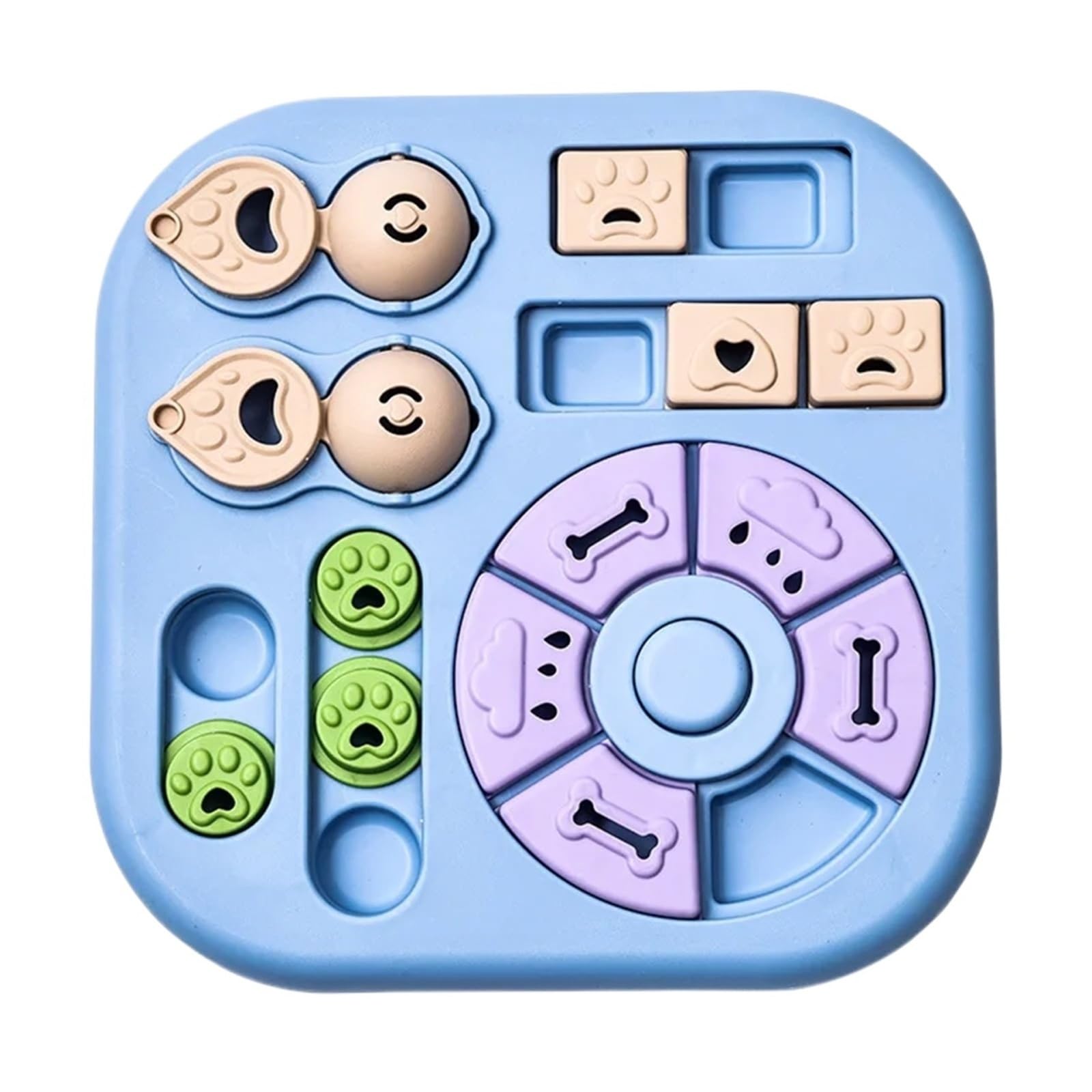 Giocattolo interattivo per gatti con mangiatoia lenta, dispenser interattivo di cibo per addestramento e gioco dei gatti (quadrato blu)
