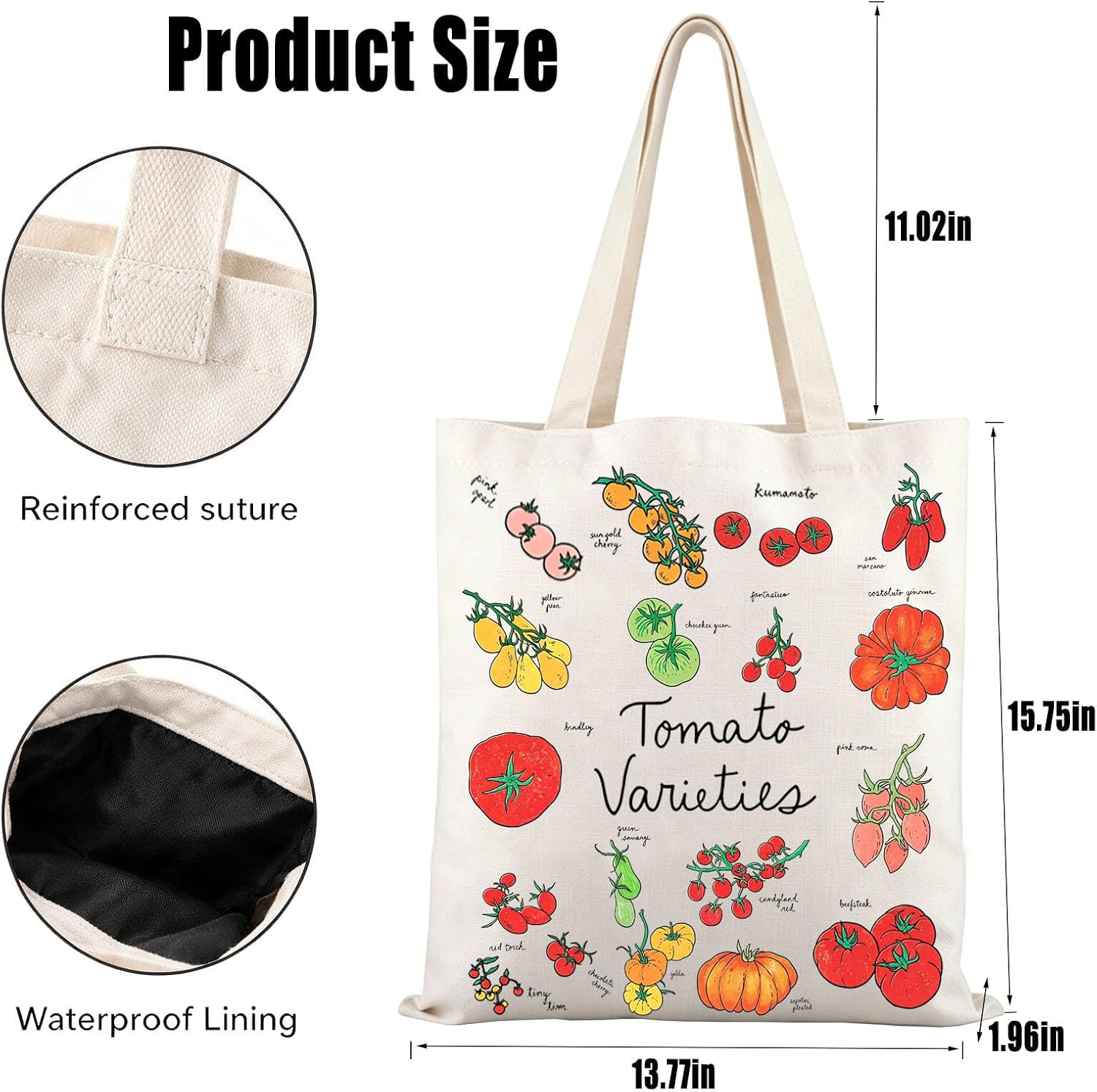 Tomato Varieties Tote Bag Vegetable Garden Shoulder Bag For Gardener Farmer Plant Lover image 3
