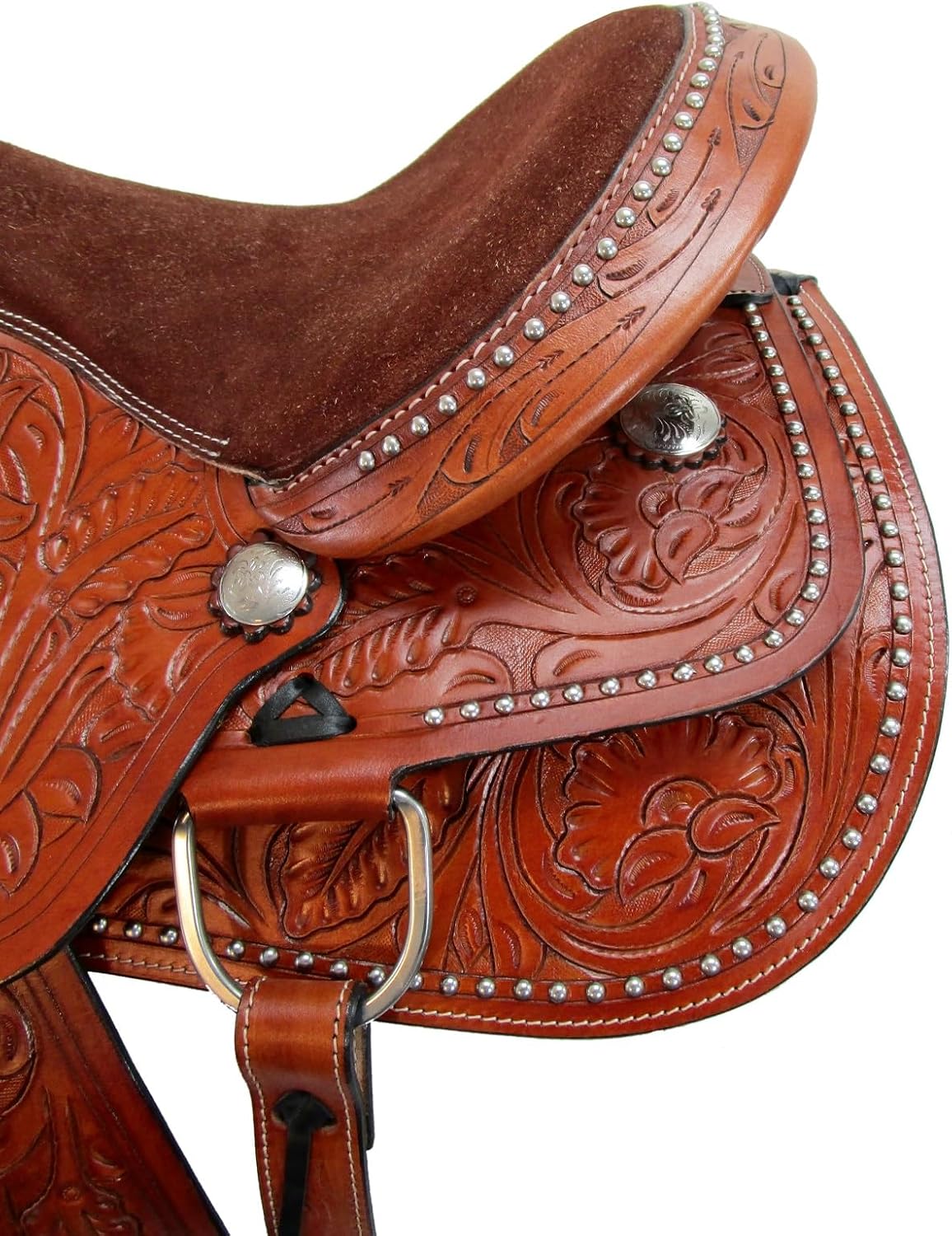 Western Horse Saddle Barrel Racing Pleasure Ride Trail Horse Tooled Leather Rodeo Cowboy Saddles 15 16 17 18