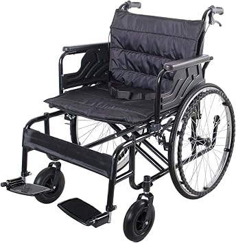Wheelchair for Adults, Heavy Duty Bariatric Wheelchair with Flip Back Armrest and Elevating Leg Rest, Foldable Self-Propelled Wheelchairs with 22 Inch W Seat, Chrome Frame