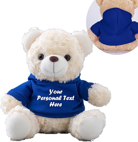 Oso de peluche personalizado con texto personalizado, oso de peluche blanco como regalo personalizado para novianovio en el día de San Valentín,