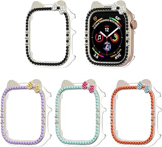 4-Pack Case for Apple Watch 9/8/7 45mm, Cat Pattern Bumper Protector Cover for iWatch Accessories 45 mm for Women