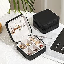 Mini Jewelry Box - PU Leather Travel Jewelry Case for Rings, Earrings, and Necklaces, Portable Organizer for Women - Black
