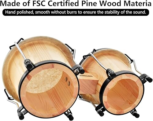 Miniatura 25 de MUSICUBE Tambores Bongo para niños y adultos, instrumento de percusión de tambor bongo sintonizable de 6 y 7 pulgadas, hecho a mano, con llave